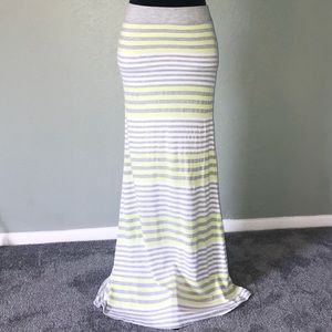 GUESS - striped maxi skirt (gray and neon green)